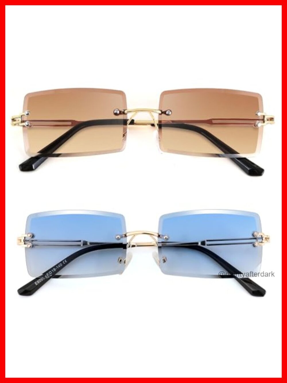 Rimless Rectangle Frameless Sunglasses UV400 Metal Hinges Unisex Beach Driving